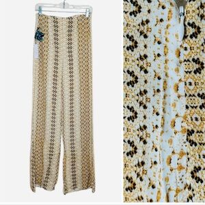 Boho Wide Leg Pants After Party by Nasty Gal Lightweight Gold Brown Size S